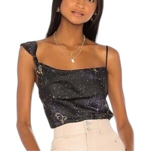 Song of Style Revolve Black Cowl Neck Lana Top Stardust Zodiac Tiger Print S‎